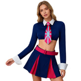 Kawaii Cheer Squad Look: Cheerleader Crop Top and Skirt Set - Halloweez
